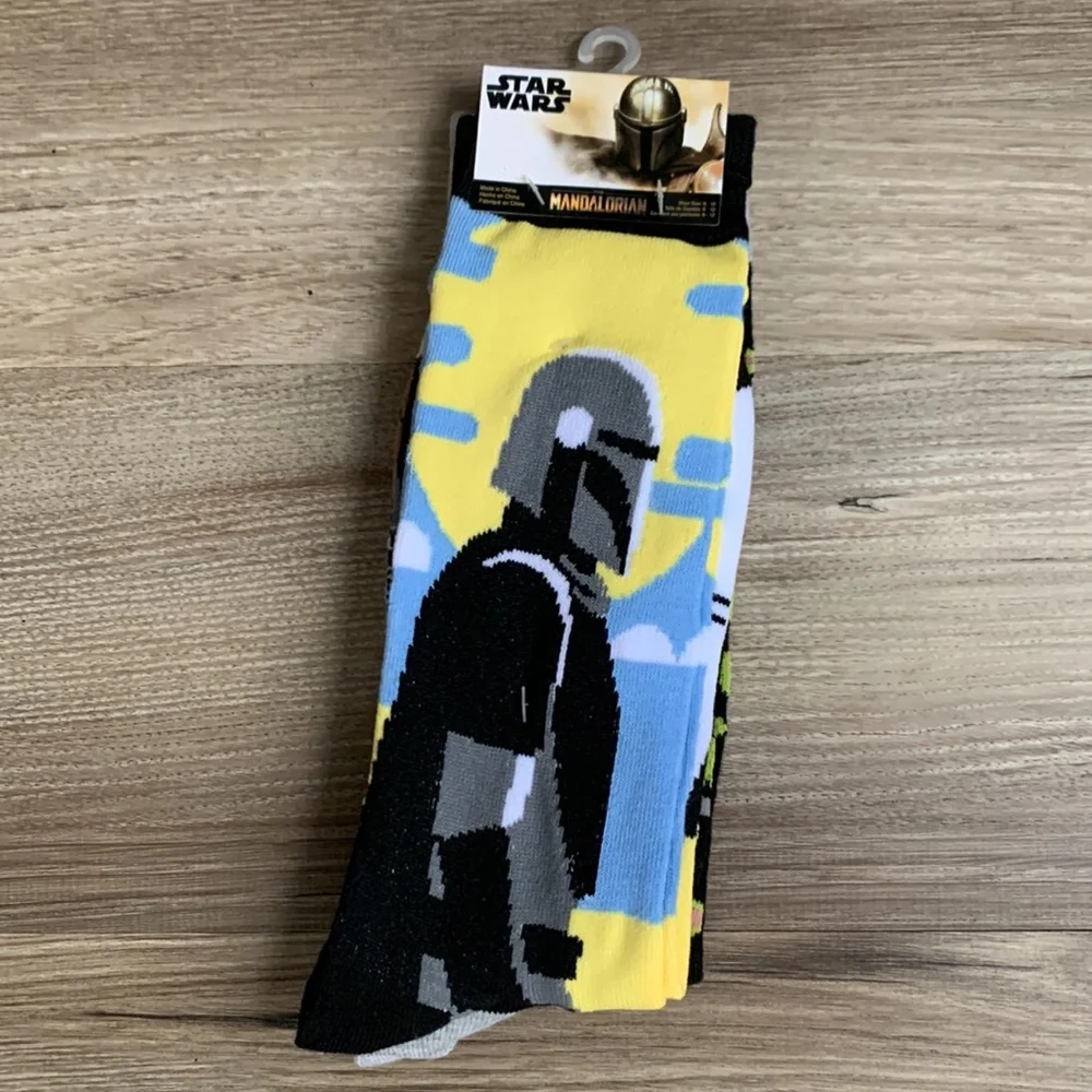 Hyp Star Wars The Mandalorian Baby Yoda Grogu Men Crew Socks 2 Pairs StarWars 🆕